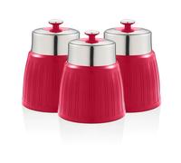 Swan swka1024rn set 3 botes cocina almacenaje 1,2 l, plástico y acero inox, especias, té ,café, retro, vintage, , rojo