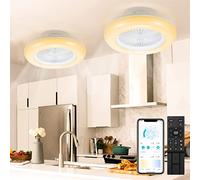 SWANEW 2pcs 80W Ventilador de Techo Con Iluminación, 55CM 6 Velocidades 3 Colores Regulable Con Mando a Distancia y APP, Modo Verano e Invierno, 3000-6500K Lámpara