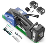 SWANSOFT Flejadora eléctrica para correas de polipropileno PET de 13 a 16 mm de ancho, 2 herramientas de flejado automático de batería de 5000 mAh, herramientas de banda semiautomáticas de mano para