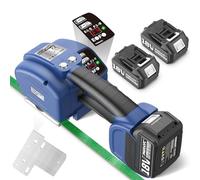 SWANSOFT Máquina de flejado eléctrica para flejes PP/Pet de 14-16 mm con Pantalla Digital - Herramienta automática con 2 baterías de 5000 mAh - para Cajas de Embalaje y palés