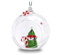 Swarovski Holiday Cheers - Adorno de Bola de Elfo de Papá Noel, Cristales de Swarovski Multicolor sobre Cinta de satén Verde, Parte de la colección Swarovski Holiday Cheers