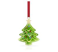 Swarovski Holiday Cheers, Decoración Árbol Festivo, Figura Suspendida de una Cinta Roja, Diseño del Árbol Verde y 254 facetas, Tono Dorado y Detalles en Rojo, Azul y con Efecto Golden Shadow