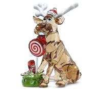 Swarovski Figura de reno Holiday Cheers Dulcis, cristales transparentes y detalles lacados en blanco