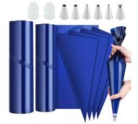 Swavitie 100 Piezas Mangas Pasteleras Desechables Grandes 52cm y 39cm | Bolsas de Manga Pastelera Desechables + 6 Boquillas en Acero Inoxidable + 1 Adaptadores para Decoración Pasteles Galletas