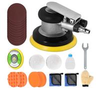 SWAWIS 125mm Lijadora Orbital Neumática, 12000RPM, Excentricidad 5 mm, Accesorios Completos, Lijadora Excéntrica de Aire Comprimido para Lijar y Pulir Superficies de Automóviles Madera y Metal