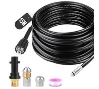 SWAWIS 15M Manguera Limpieza Tuberías Manguera Hidrolimpiadora 180 Bar Manguera Desatascador Tuberias a Presion con Boquillas Rígidas + Giratorias, Adaptador para Kärcher K2 K3 K4 K5 K6 K7