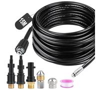 SWAWIS 15M Manguera Limpieza Tuberías Manguera Hidrolimpiadora 180 Bar Manguera Desatascador Tuberias a Presion con 2 Boquillas 3 Adaptadores para Kärcher K2 - K7 Lavor Parkside Bosch