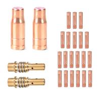 SWAWIS 24 Piezas de Desgaste para Equipo de Soldadura MIG MAG Accesorios para AK15/MB15 AK14/MB14 con 2 Toberas para Alambre Tubular, 20 Boquillas de Contacto, 2 Difusores