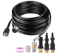 SWAWIS Manguera Limpieza Tuberías 10M 180 Bar Manguera Hidrolimpiadora Manguera Desatascador Tuberias a Presion con 2 Boquillas 3 Adaptadores para Kärcher K2 - K7 Lavor Parkside Bosch