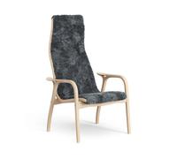 Swedese Butaca infantil Lamini haya lacada/piel de oveja Charcoal (gris oscuro)