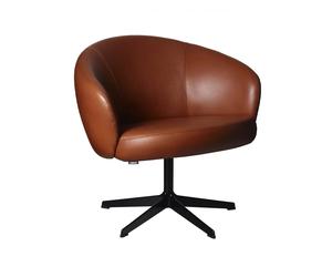 Swedese Butaca Rondino Cuero elmosoft 33001 marrón. pie giratorio lacado negro