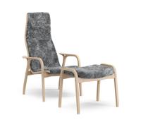 Swedese Butaca y reposapiés Lamino haya lacada/piel de oveja Scandinavian Grey (gris)