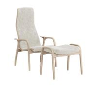 Swedese Butaca y reposapiés Lamino roble pigmentado blanco/piel de oveja Off white (blanco)