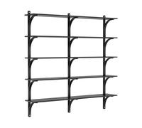 Swedese Estantería Levi de 5 baldas Fresno teñido negro-aluminio. 180 cm