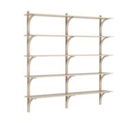 Swedese Estantería Levi de 5 baldas Roble pigmentado en blanco-aluminio. 180 cm