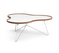 Swedese Mesa Flower 107x114 cm H45cm-blanco-canto de nogal-cromo