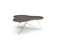 Swedese Mesa Flower 107x114 cm Negro. 45cm. canto de nogal. base de cromo