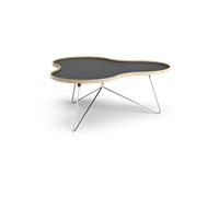 Swedese Mesa Flower 107x114 cm Negro. 45cm. canto de roble. base de cromo
