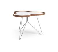 Swedese Mesa Flower 62x66 cm Blanco. 45cm. canto de nogal. base de cromo