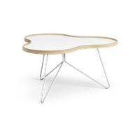 Swedese Mesa Flower 84x90 cm 45 cm-blanco-canto de roble-cromo