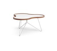 Swedese Mesa Flower 84x90 cm Blanco. 45cm. canto de nogal. base de cromo