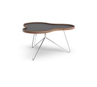 Swedese Mesa Flower 84x90 cm Negro. 45cm. canto de nogal. base de cromo