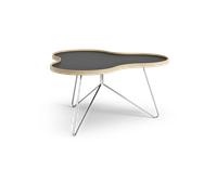 Swedese Mesa Flower 84x90 cm Negro. 45cm. canto de roble. base de cromo