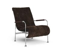 Swedese Sillón Serpentine Piel de oveja Espresso-cromo-Tärnsjö Tobacco