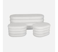 swe anco cofre de almacenamiento borreguito con 2 puffs , Snow , 45x111x42 Blanco