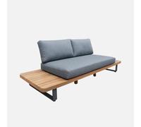 swe anco de jardín de madera de acacia y aluminio para 2 plazas Gris - 210x77x63 cm Gris