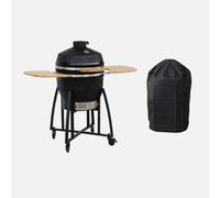 swe arbacoa de carbón, parrilla y ahumador, cerámica Ø54,5cm con ruedas, estantes y funda , Kamado , 131x77x149 Negro Onesize