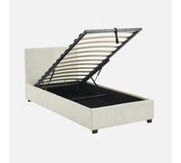 swe ama con somier abatible y cabecero 90x190cm, acabado en pana fina , Avalon , 202x97x86 Blanco 90 x 190
