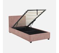 swe ama con somier abatible y cabecero 90x190cm, acabado en pana fina , Avalon , 202x97x86 Rosa 90 x 190