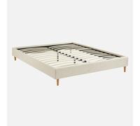 Swe ama con somier, acabado borreguito , Milton, Blanco, 213x167.5x30 cm White