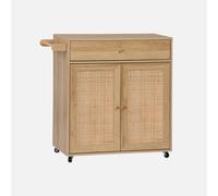 swe arro de cocina de madera y rejilla con tirador, cajón y 2 puertas , Boheme , 90x50x90 Natural