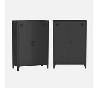 swe moda/armario de metal de 2 puertas, set de 2 , Soho , 75x33x110 Negro