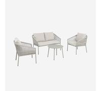 swe onjunto de jardín de acero y cuerdas de resina, 4 plazas , Mantova , 122x67x74 Beige