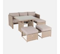swe onjunto de jardín de resina trenzada con mesa, 6 plazas , Reggiano , 120x62x65 Beige