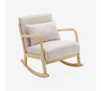 Sweeek - Mecedora estilo escandinavo de madera y tela, Lorens, Beige, 65x80x81.5 cm Beige
