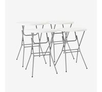 sweeek - Mesa alta plegable de acero para eventos, set de 4 , Gala x4 , 81x81x110 Blanco