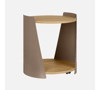 sweeek - Mesa auxiliar de metal y efecto madera, curvado con ruedas , Molto , 40x39x47 Marrón