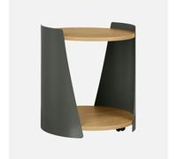 sweeek - Mesa auxiliar de metal y efecto madera, curvado con ruedas , Molto , 40x39x47 Verde