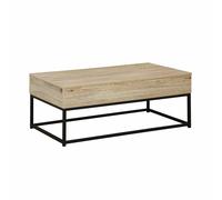 sweeek - Mesa de centro industrial efecto madera, elevable, Loft, Natural, 100x55x40.5 cm Beige