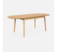 sweeek - Mesa de comedor ovalada y extensible de 6 a 8 plazas , Lisa , 160x90x75 Natural