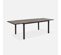 sweeek - Mesa de jardín de madera extensible de DPC y aluminio, 6-8 plazas , Nashville 240cm , 240x90x75 Marrón