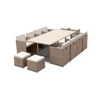 sweeek - Mesa de jardín de resina con capacidad de 12 plazas , Vabo 12 , 110x222x73 Beige