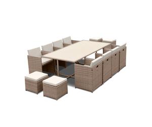 sweeek - Mesa de jardín de resina con capacidad de 12 plazas , Vabo 12 , 110x222x73 Beige