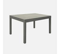 sweeek - Mesa de jardín extensible de aluminio, 8 plazas , Elora , 270x90x75 Verde kaki