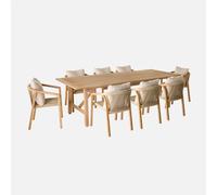 sweeek - Mesa de jardín madera de eucalipto y cuerdas, 8 plazas , Loria + Calama , 260x100x76 Beige