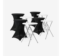 sweeek - Mesa plegable de acero para eventos con funda protectora, set de 4 , Gala + funda x4 , 81x81x110 Negro
